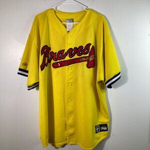 Vintage Majestic Atlanta Braves Baseball MLB Jersey‎ Button 2XL Flaw